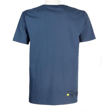 denim blauw t-shirt yellow dot